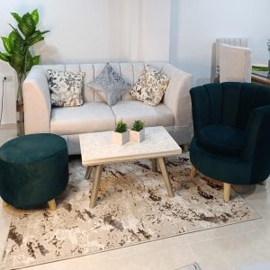 Sala, puf y Silla forma de caracola